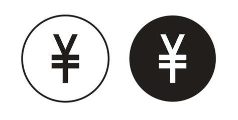 Yen icon with editable stroke and flat vector pack