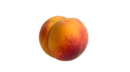 A single ripe nectarine fruit with a gradient of red and orange hues isolated on transparent background
