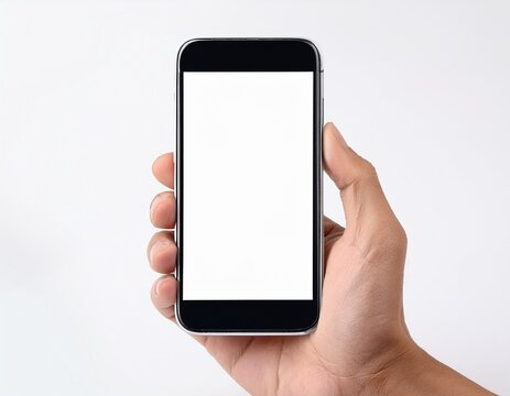 smartphone with blank white screen white background isolated