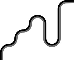 Two thick colored lines follow squared wave motions with gentle curves and uniform geometric progression.