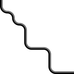 Two thick lines angle diagonally through a maze of squared wave sections and smooth directional curves.