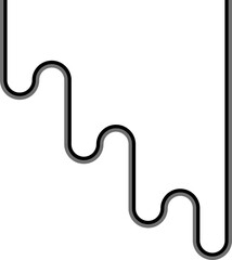 Paired colored lines cross diagonally while forming squared wave rhythm and rounded path deviations.