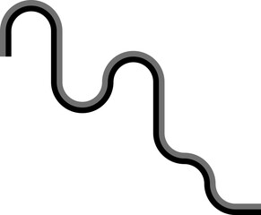 Dual-tone lines outline an irregular abstract form shaped by squared wave angles and flowing curved segments.