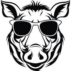 Obraz premium Boar head boasts sunglasses, revealing an animal's cool and fashionable side clearly