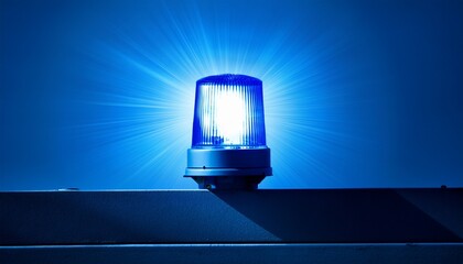 a blue rotating beacon light designed for emergency and alert signaling