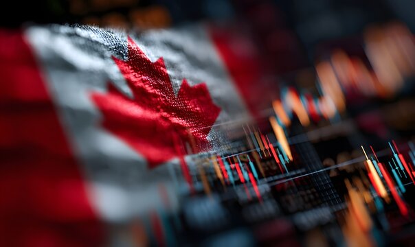 Canada economic outlook and stock market analysis with canadian flag and financial charts overlayed