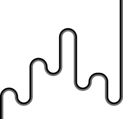 Dual-color lines extend through a long maze layout with layered curves and geometric directional changes.