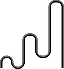 Paired colored lines shape a maze formation constructed from squared segments and coherent curved transitions.