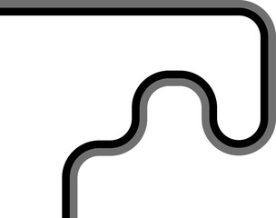 Two contrasting lines form a squared wave interpretation with repeating angles and controlled curved movements.