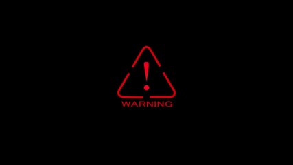 Warning security alert the screen data hacking malware virus caution signal icon animation. Digital technology computer cybersecurity protection and warning system video animation a black background. - Powered by Adobe