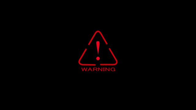 Warning security alert the screen data hacking malware virus caution signal icon animation. Digital technology computer cybersecurity protection and warning system video animation a black background. - Powered by Adobe