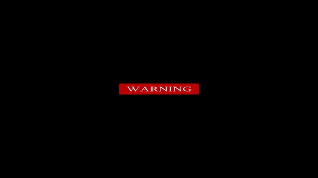 Warning security alert the screen data hacking malware virus caution signal icon animation. Digital technology computer cybersecurity protection and warning system video animation a black background.