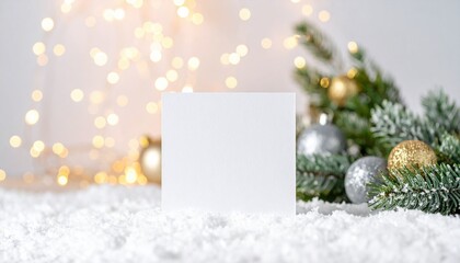 A blank card in a festive winter setting suits seasonal holiday trends for Christmas greetings and winter marketing visuals. The scene highlights decorative tradition and warm celebration mood