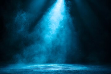 Download free blue spotlight background for stage performance and product display with smoke effect studio shot