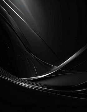 Fondo negro suave con l&iacute;neas plateadas modernas, iluminaci&oacute;n sutil y espacio amplio 