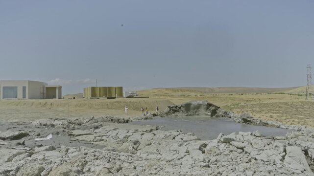 4K Wide Angle Scenic View of Mud Volcanoes in Gobustan, Azerbaijan