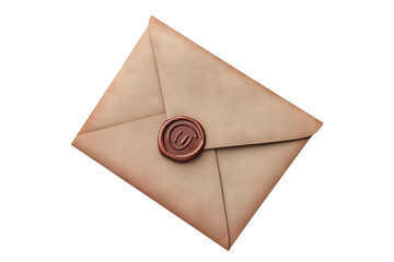 Bronze Wax Sealed Envelope Isolated on Transparent Background
