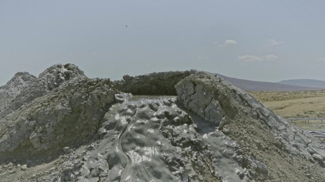 Gobustan Mud Volcano Landscape &ndash; 4K Close Shot on Sunny Day