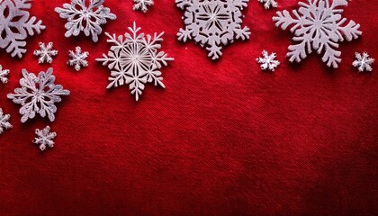 Snowflakes In Red Textured Background