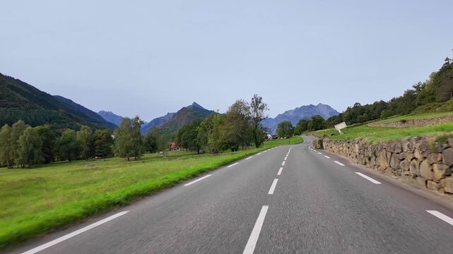 Driving up the Col du Soulor, France. Mountain pass in the Pyrenees. Part of the Tour de France and a popular spot for bird watching during the fall raptor migration.