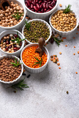 Beans, lentils, soybean, pea and chickpea