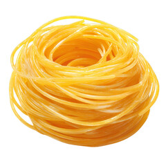 Lemon-infused yellow spaghetti coil. Isolated white background. Png format