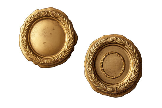 Gold Wax Seal Stamp Isolated on Transparent Background