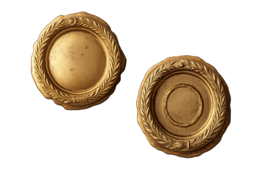 Gold Wax Seal Stamp Isolated on Transparent Background