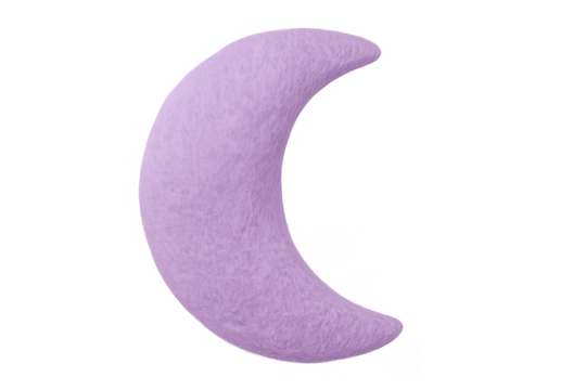 Purple fluffy crescent moon toy 3d rendering