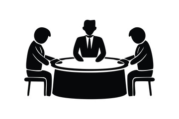 Corporate Team Meeting Silhouette Round Table Discussion Business Collaboration Strategy Planning