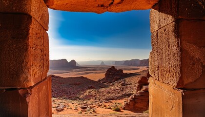 Desert Vista Seen Through Ancient Temple Doorway