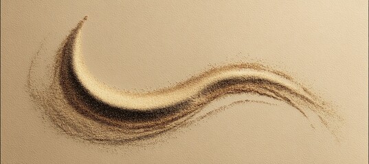 Obraz premium Crescent-Shaped Sand Dune on Warm Beige Canvas