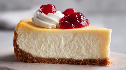 Cheesecake on neutral background with long soft shadows