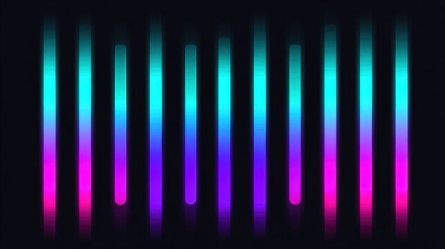 Abstract neon vector wall with glowing cyan and pink vertical columns and black gaps
