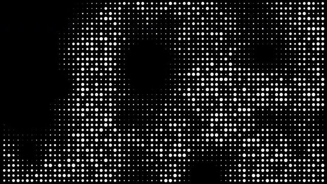 Abstract black and white gradient halftone dotted background with a pop cartoon comic motion pattern. Seamless loop in retro monochrome vintage style in 4k. Fit for tint, alpha, or overlay layer