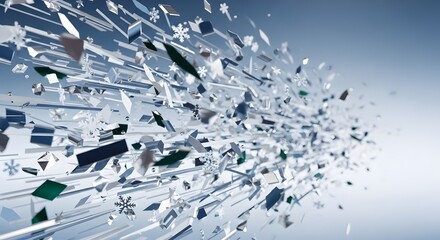 Abstract background with geometric shapes and snowflakes in shades of blue and white design art