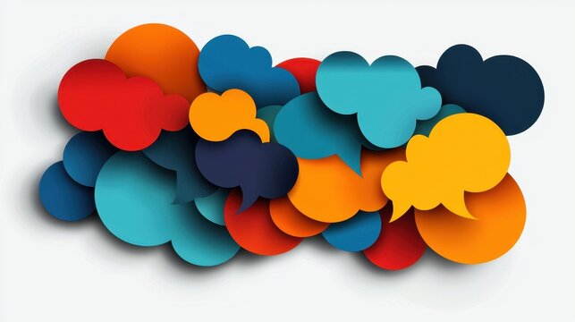 Colorful abstract design featuring speech bubbles in vibrant shades for modern decor and creative spaces