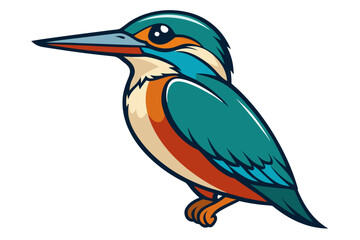 kingfisher bird vector art white background