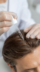 Naklejka premium Trichologist Applying Scalp Serum for Hair Growth Treatment