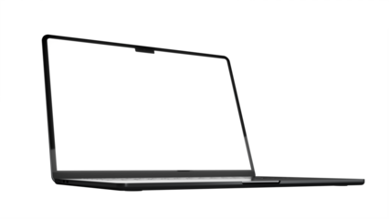 Realistic Apple MacBook Air Space Gray 15" lower view. Isolated aluminium laptop with blank screen for place your design, ready for mockup. High resolution 8K. Transparent background.