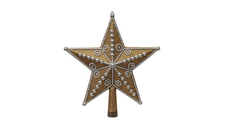 Obraz premium Gold Glitter Christmas Star Tree Topper Ornament on a transparent background PNG image