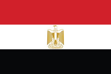 Flag of Egypt with Golden Eagle Emblem. Vector illustration.