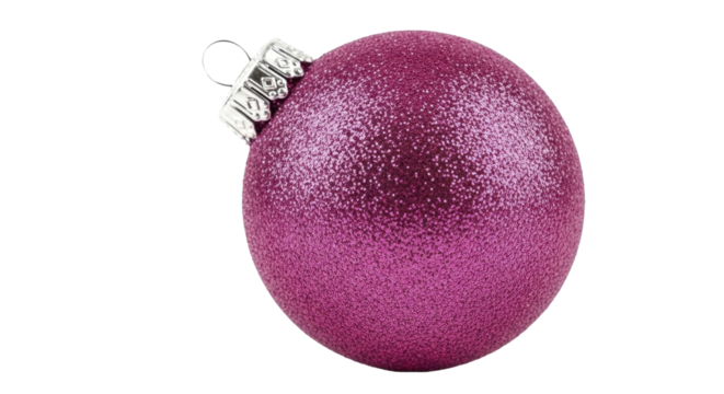 Magenta Glitter Christmas Ornament Decoration on a transparent background PNG image PNG file - Powered by Adobe