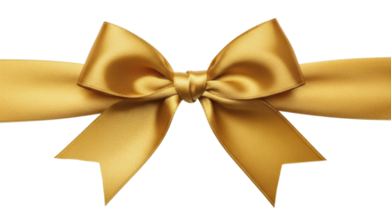  Golden festive satin ribbon bow for gift wrapping celebration on a transparent background PNG image PNG file
