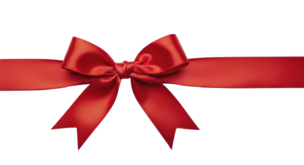  Red satin Christmas gift ribbon bow on transparent background PNG image file
