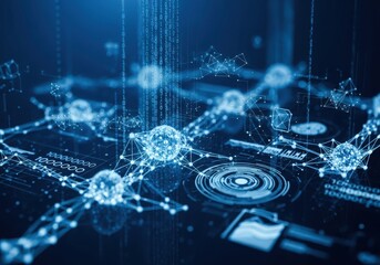 Abstract digital network connection with glowing data points and lines, symbolizing advanced technology, global communication