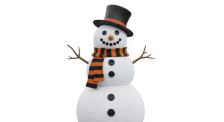 Festive Snowman with Hat and Scarf on transparent PNG image
