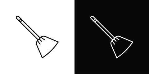 Broom icons vector symbol with editable stroke lines for web designs