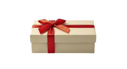 Christmas gift box with red ribbon and bow on a transparent background PNG image