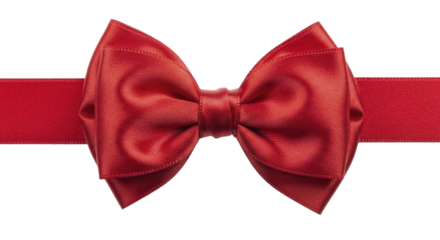 Vibrant red satin gift bow for celebration on a transparent background, PNG image, PNG file